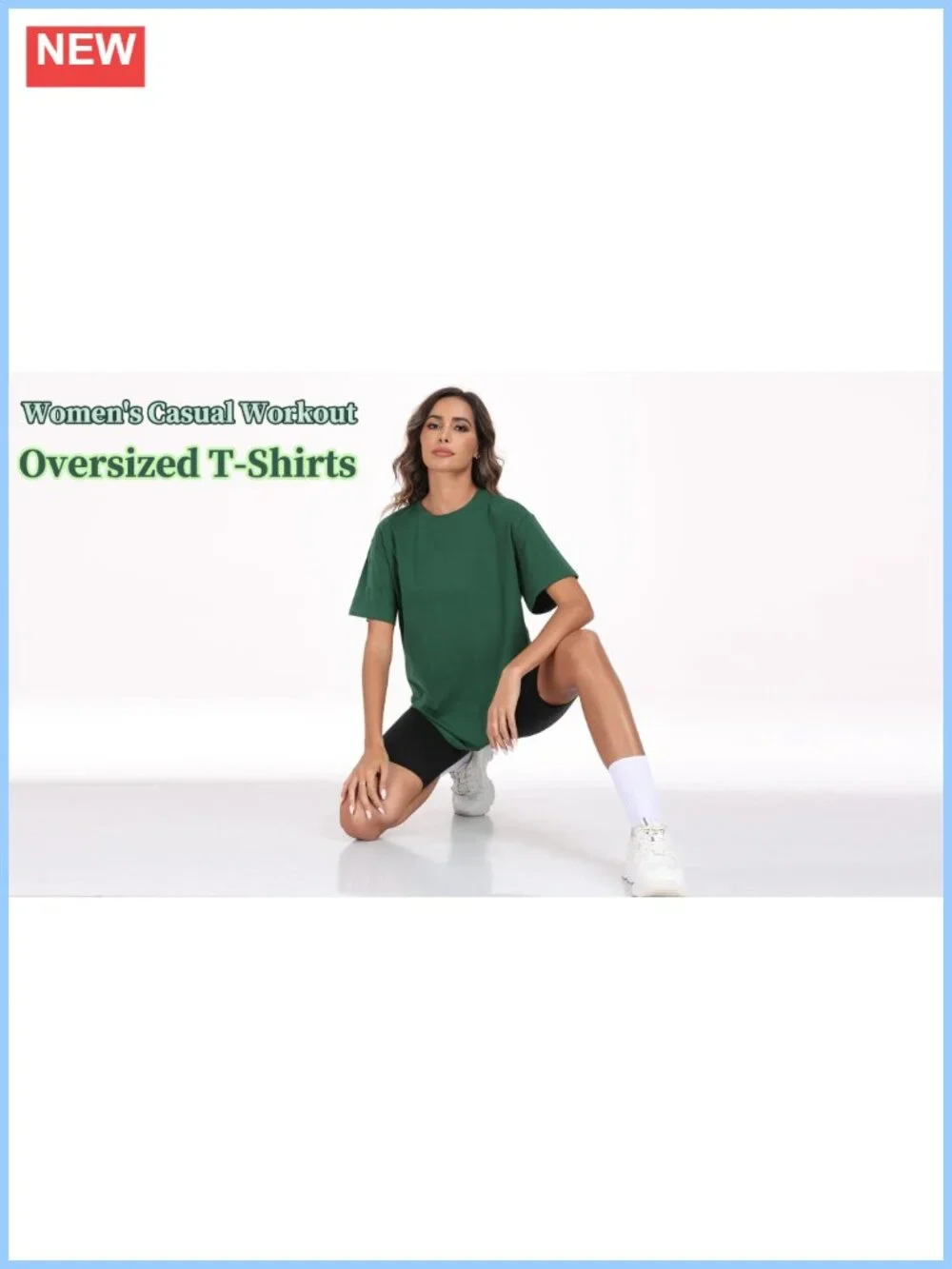 Women's Oversized Crew Neck Cotton Spandex T-Shirt with Dropped Shoulders,